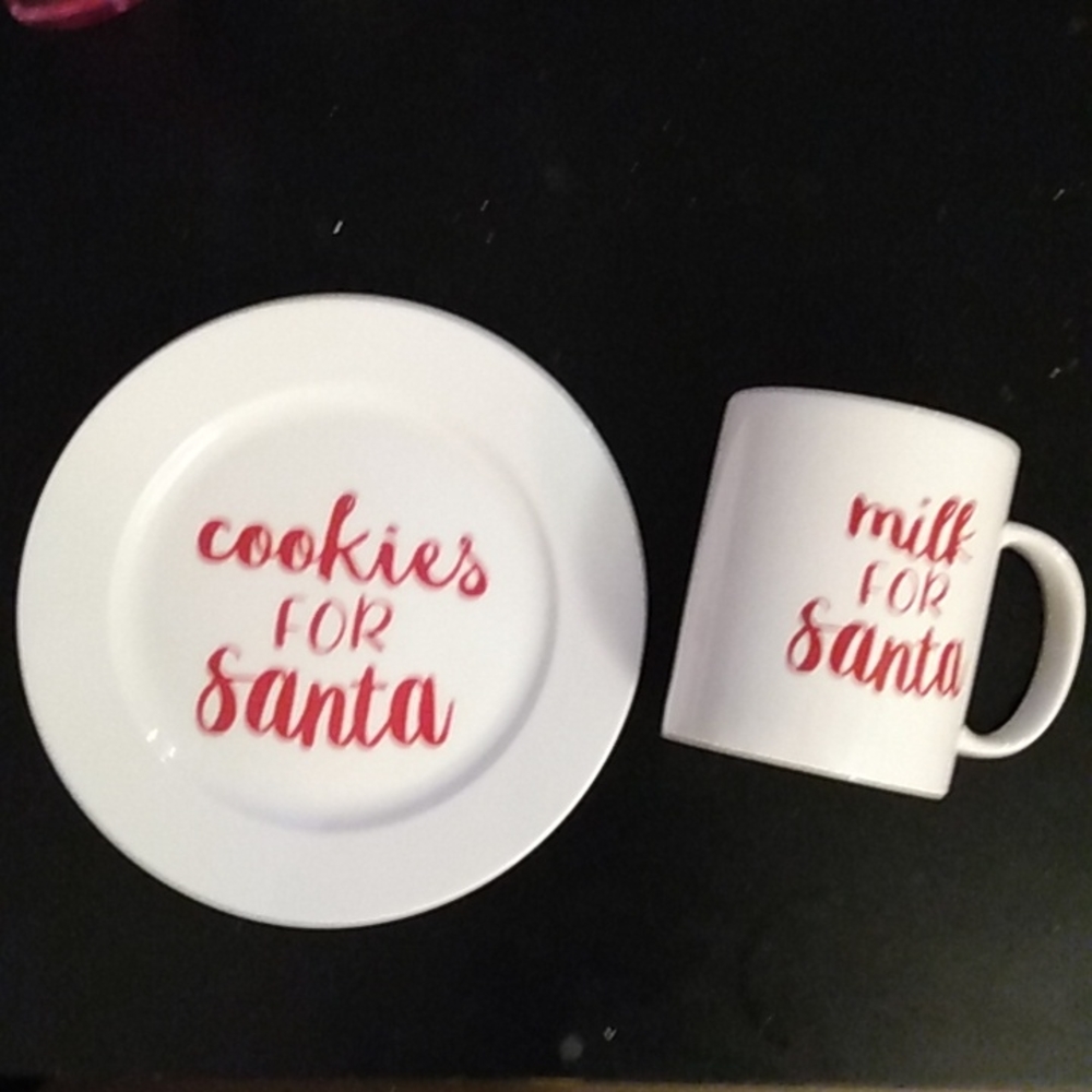 COOKIES + MILK FOR SANTA MUG AND PLATE SET